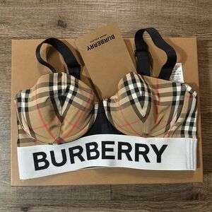 Burberry Check Pattern Bra - Tan, Black, and Red
